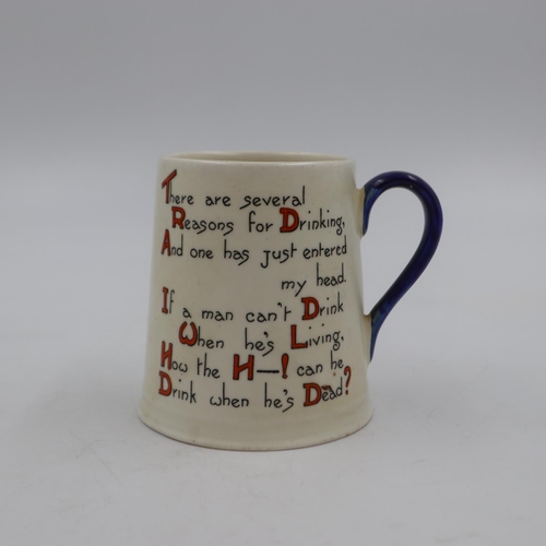 183 - Carlton Ware hangman mug, no cracks or chips, H: 10 cm. UK P&P Group 1 (£16+VAT for the first lot an... 