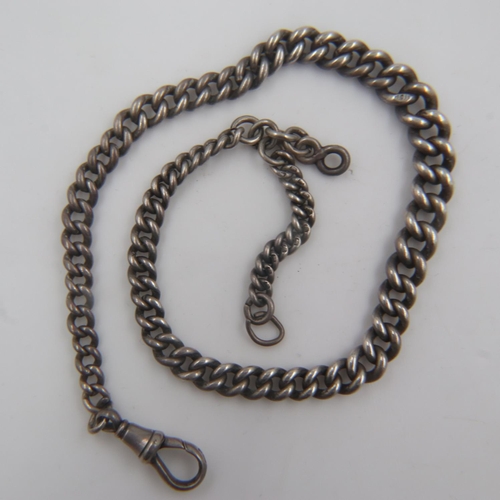 55 - Hallmarked silver graduated watch chain with clip, L; 32cm, 35g. UK P&P Group 1 (£16+VAT for the fir... 