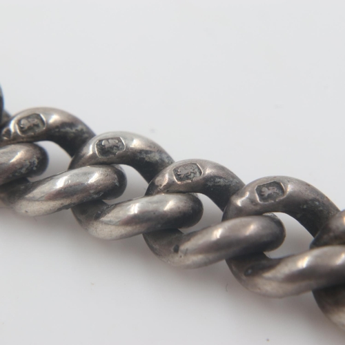 55 - Hallmarked silver graduated watch chain with clip, L; 32cm, 35g. UK P&P Group 1 (£16+VAT for the fir... 