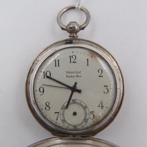 57 - Hallmarked silver cased pocket watch with later replacement battery movement by West Clox, working a... 