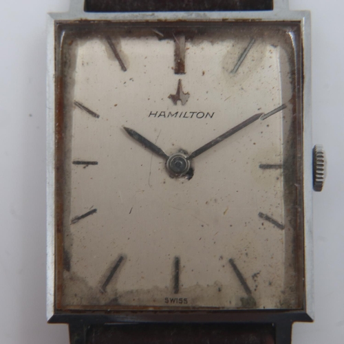 62 - Hamilton: gents tank style wristwatch with 1970 ICI presentation inscription, not working at lotting... 