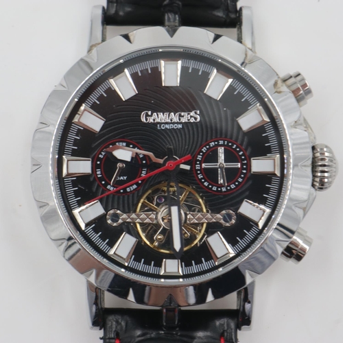 65 - Gamages: gents automatic chronograph steel cased wristwatch, boxed. UK P&P Group 1 (£16+VAT for the ... 