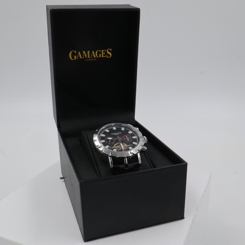 65 - Gamages: gents automatic chronograph steel cased wristwatch, boxed. UK P&P Group 1 (£16+VAT for the ... 