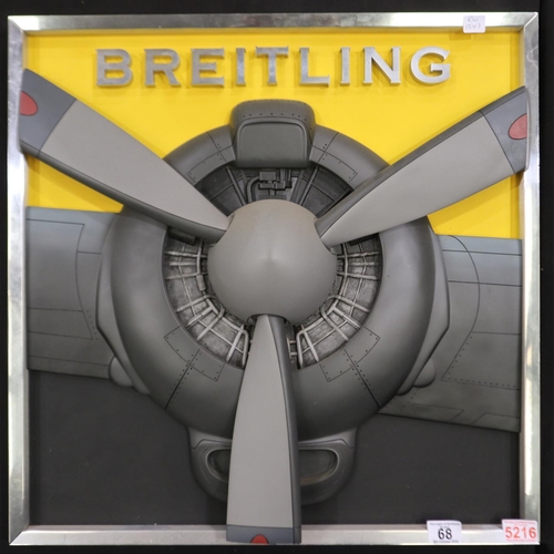 68 - Breitling: large dealers POS display sign, double sided with 3D moulded aircraft engine and logo to ... 