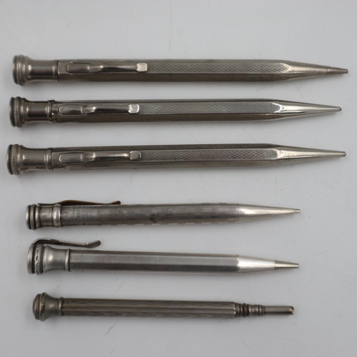 70 - Six silver-plated and white metal propelling pencils. UK P&P Group 1 (£16+VAT for the first lot and ... 