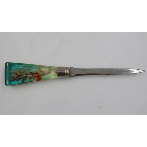 75 - 1960s Perspex and steel Sealife letter opener, L: 23 cm. UK P&P Group 1 (£16+VAT for the first lot a... 