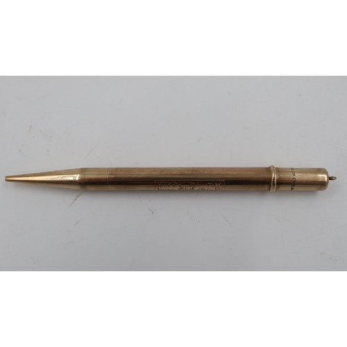 77 - 9ct gold propelling pencil, 21.2g. UK P&P Group 1 (£16+VAT for the first lot and £2+VAT for subseque... 