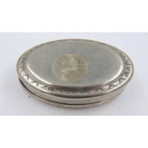 81 - 1901 dated oval silver plated snuff box with inscription, L: 70 mm. UK P&P Group 1 (£16+VAT for the ... 