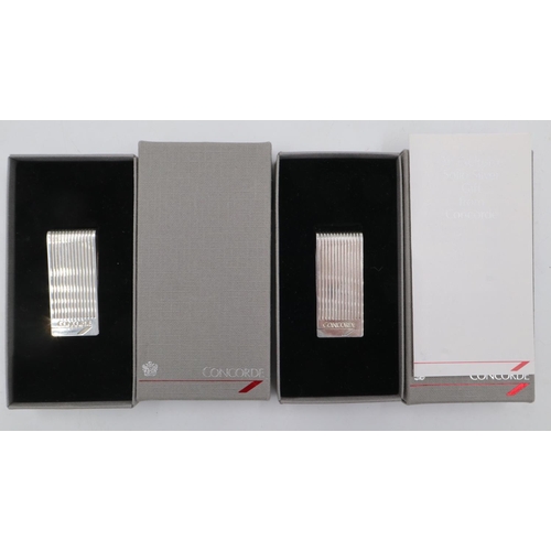 83 - Two hallmarked silver Concorde money clips, each boxed. UK P&P Group 1 (£16+VAT for the first lot an... 