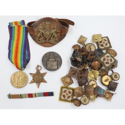 88 - Collection of military medals, badges and buttons including a France and Germany star, reproduction ... 