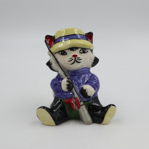 208 - Lorna Bailey fisherman cat, no cracks or chips, H: 12 cm. UK P&P Group 1 (£16+VAT for the first lot ... 