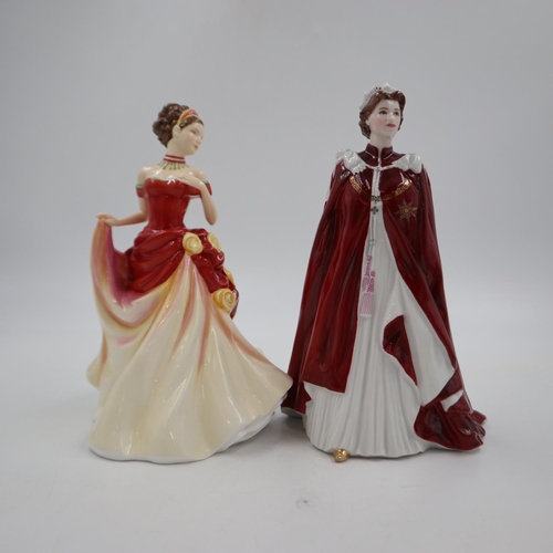 215 - Royal Worcester figure The Queen's 80th Birthday 2006 with Royal Doulton figure Autumn Ball HN5465 (... 