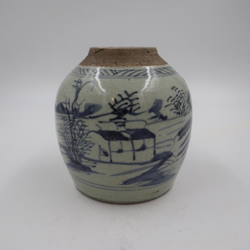 225 - Chinese ginger jar, lacking cover, H:20cm. UK P&P Group 2 (£20+VAT for the first lot and £4+VAT for ... 