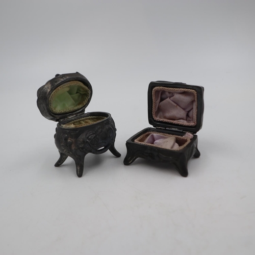 231 - Two pewter ring boxes, largest H: 70 mm. UK P&P Group 2 (£20+VAT for the first lot and £4+VAT for su... 