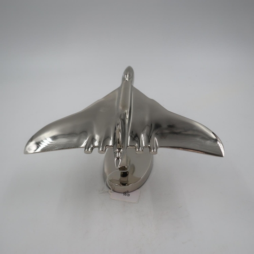 232 - Chrome Vulcan Bomber on base, L: 20 cm. UK P&P Group 2 (£20+VAT for the first lot and £4+VAT for sub... 