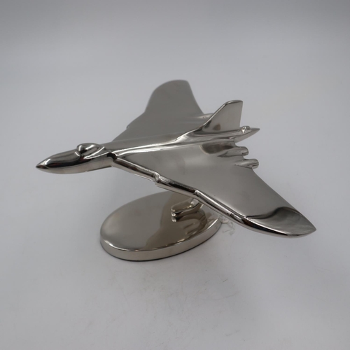 232 - Chrome Vulcan Bomber on base, L: 20 cm. UK P&P Group 2 (£20+VAT for the first lot and £4+VAT for sub... 