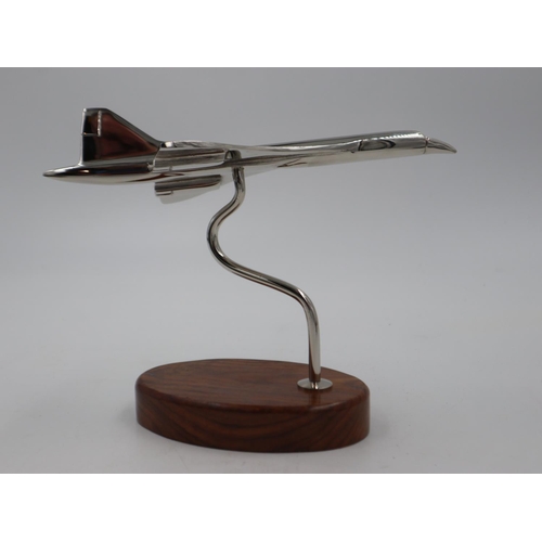 237 - Chrome Concorde on wooden base, L: 23 cm. UK P&P Group 2 (£20+VAT for the first lot and £4+VAT for s... 