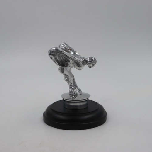 244 - Chrome flying lady on base, H: 16 cm. UK P&P Group 2 (£20+VAT for the first lot and £4+VAT for subse... 