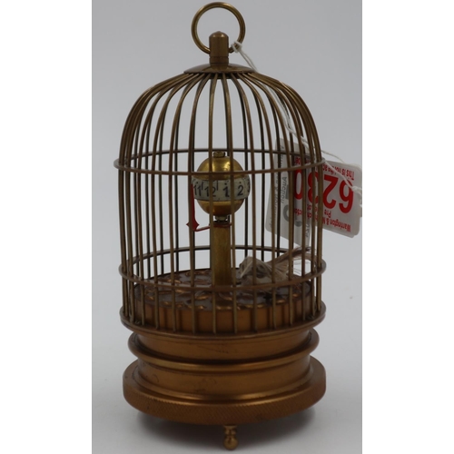 258 - Brass bird cage mechanical clock, H: 16 cm. UK P&P Group 2 (£20+VAT for the first lot and £4+VAT for... 