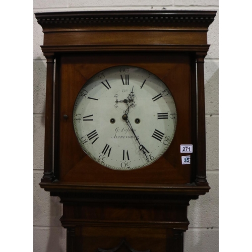 271 - George Lupton of Altringham 8-day longcase clock, with circular enamelled dial and subsidiary second... 