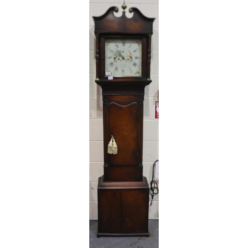 272 - Peter Griffith of Denbigh: Georgian longcase clock, with square enamelled and painted dial decorated... 