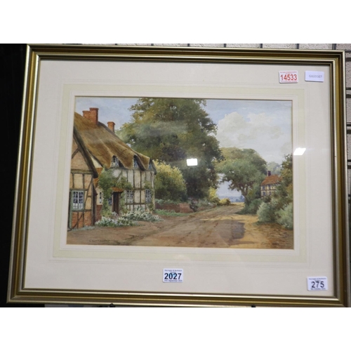 275 - Edwin Viner, Hoylake (b. 1867): watercolour, Crofthorne Worcestershire, image 45 x 30 cm, overall 67... 