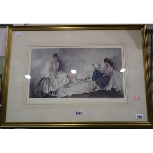 279 - Sir William Russell Flint (1880-1969): artist signed colour lithograph, 87 x 62 cm. Not available fo... 