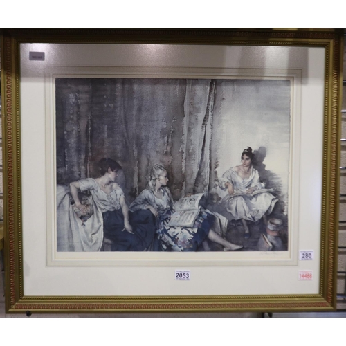 280 - Sir William Russell Flint (1880-1969): artist signed colour lithograph, 84 x 71 cm. Not available fo... 