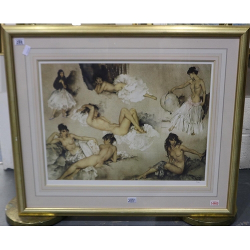 288 - Sir William Russell Flint (1880-1969): large limited edition framed colour lithograph, Variations, 9... 