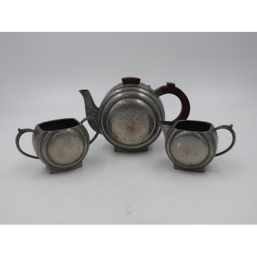 240A - Art Deco period My Lady Pewter three piece tea service. UK P&P Group 1 (£16+VAT for the first lot an... 