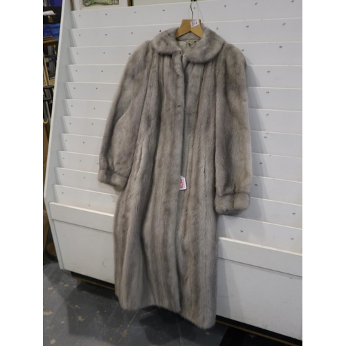 251A - Short dark mink jacket, size 10 - 12 with ornate buttons and full length grey mink coat size 10 - 12... 