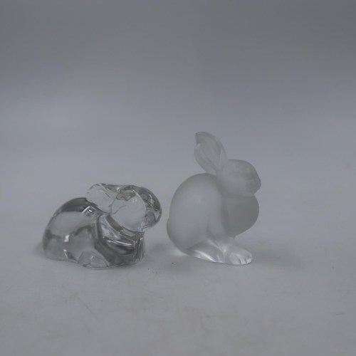 227A - Lalique small glass figure of a Rabbit together with a similar Villeroy & Boch Rabbit, largest H: 6.... 