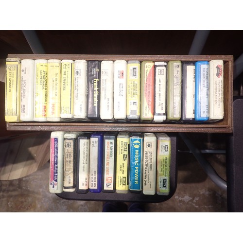 1012 - Mikado eight track stereo player and a box of eight tracks. Not available for in-house P&P