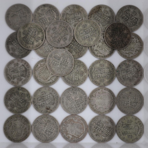 2006 - Collection of silver half crowns, 1920-47. UK P&P Group 1 (£16+VAT for the first lot and £2+VAT for ... 