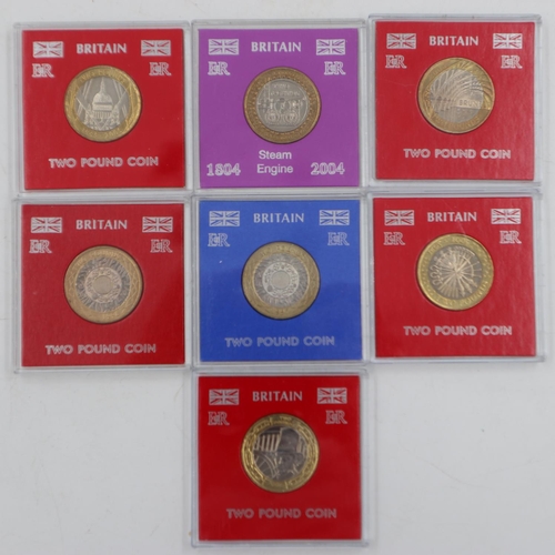 2027 - Seven mixed collectors edition cased £2 coins. UK P&P Group 1 (£16+VAT for the first lot and £2+VAT ... 