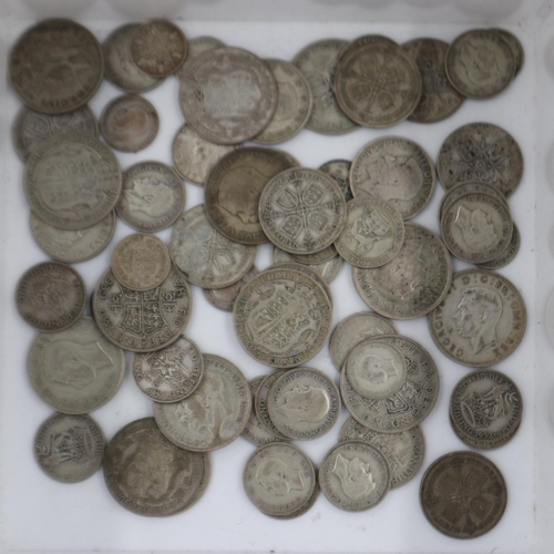 2037 - 500g of pre 1947 silver UK coins. UK P&P Group 1 (£16+VAT for the first lot and £2+VAT for subsequen... 