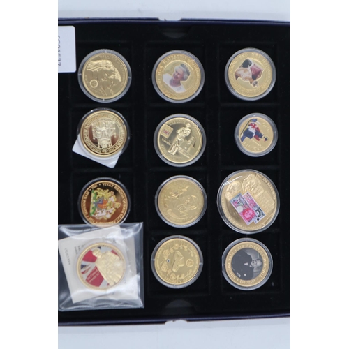 2058 - Twelve gold plated Commemorative coins, encapsulated. UK P&P Group 1 (£16+VAT for the first lot and ... 