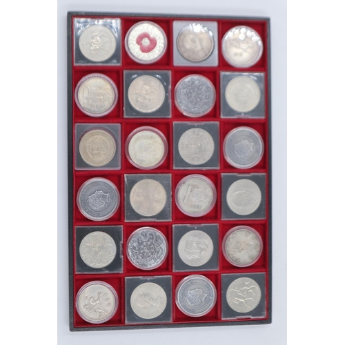 2063 - Twenty-four crowns, commemoratives and tokens. UK P&P Group 1 (£16+VAT for the first lot and £2+VAT ... 