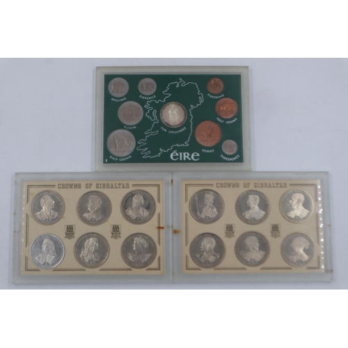 2065 - Cased Gibraltar crown sets, House of Hanover, Victoria and later, and an 1960s set. UK P&P Group 1 (... 