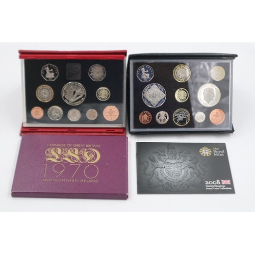 2068 - 1998 deluxe proof set with CoA, 2008 proof set with CoA and 1970 proof set with CoA (3). UK P&P Grou... 