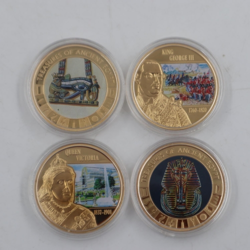 2071 - Four proof 24ct gold plated Commemorative rounds. UK P&P Group 1 (£16+VAT for the first lot and £2+V... 