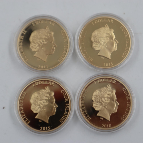 2071 - Four proof 24ct gold plated Commemorative rounds. UK P&P Group 1 (£16+VAT for the first lot and £2+V... 