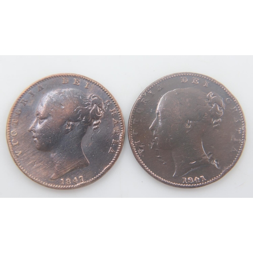 2076 - 1841 & 1847 - farthings of queen Victoria - F. UK P&P Group 0 (£6+VAT for the first lot and £1+VAT f... 