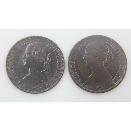 2077 - 1866 & 1875 farthings of queen Victoria - gVF. UK P&P Group 0 (£6+VAT for the first lot and £1+VAT f... 