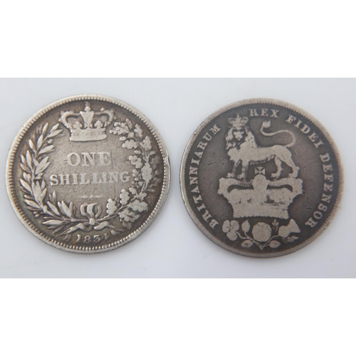 2082 - Two circulated silver shillings of George IV and William IV. UK P&P Group 0 (£6+VAT for the first lo... 