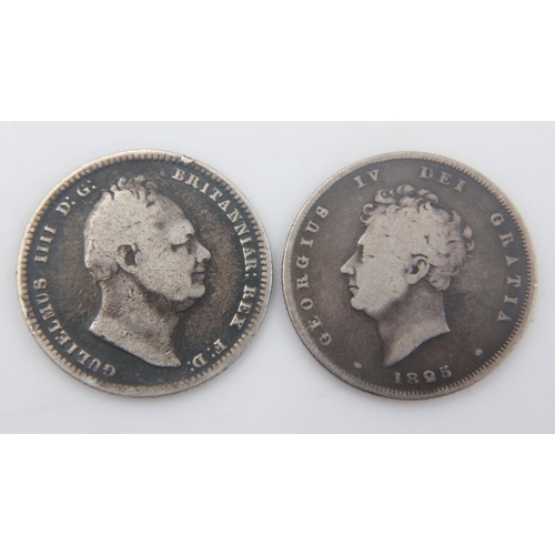 2082 - Two circulated silver shillings of George IV and William IV. UK P&P Group 0 (£6+VAT for the first lo... 