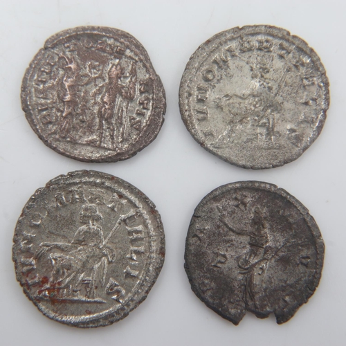 2083 - Four silver Roman radiate double Denarius coins - gF. UK P&P Group 0 (£6+VAT for the first lot and £... 