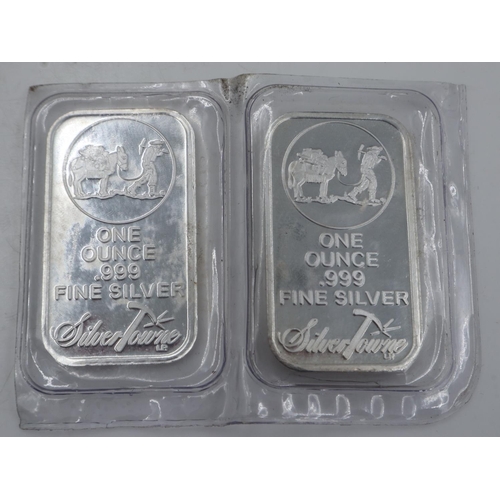 2088 - Two fine silver 1oz ingots, factory sealed. UK P&P Group 0 (£6+VAT for the first lot and £1+VAT for ... 