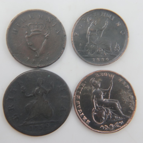 2092 - Four circulated early milled farthings - F. UK P&P Group 0 (£6+VAT for the first lot and £1+VAT for ... 