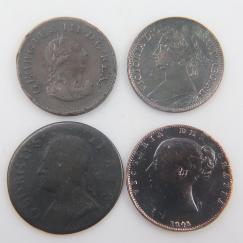 2092 - Four circulated early milled farthings - F. UK P&P Group 0 (£6+VAT for the first lot and £1+VAT for ... 